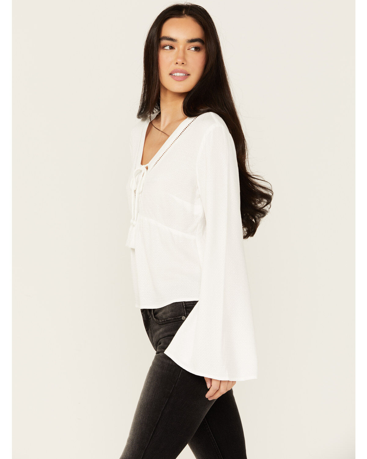 Image #3 - Idyllwind Women's Cedar Lace-Up Top, Ivory, hi-res