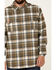 Hawx Men's FR Woven Plaid Print Long Sleeve Button-Down Work Shirt , Olive, hi-res
