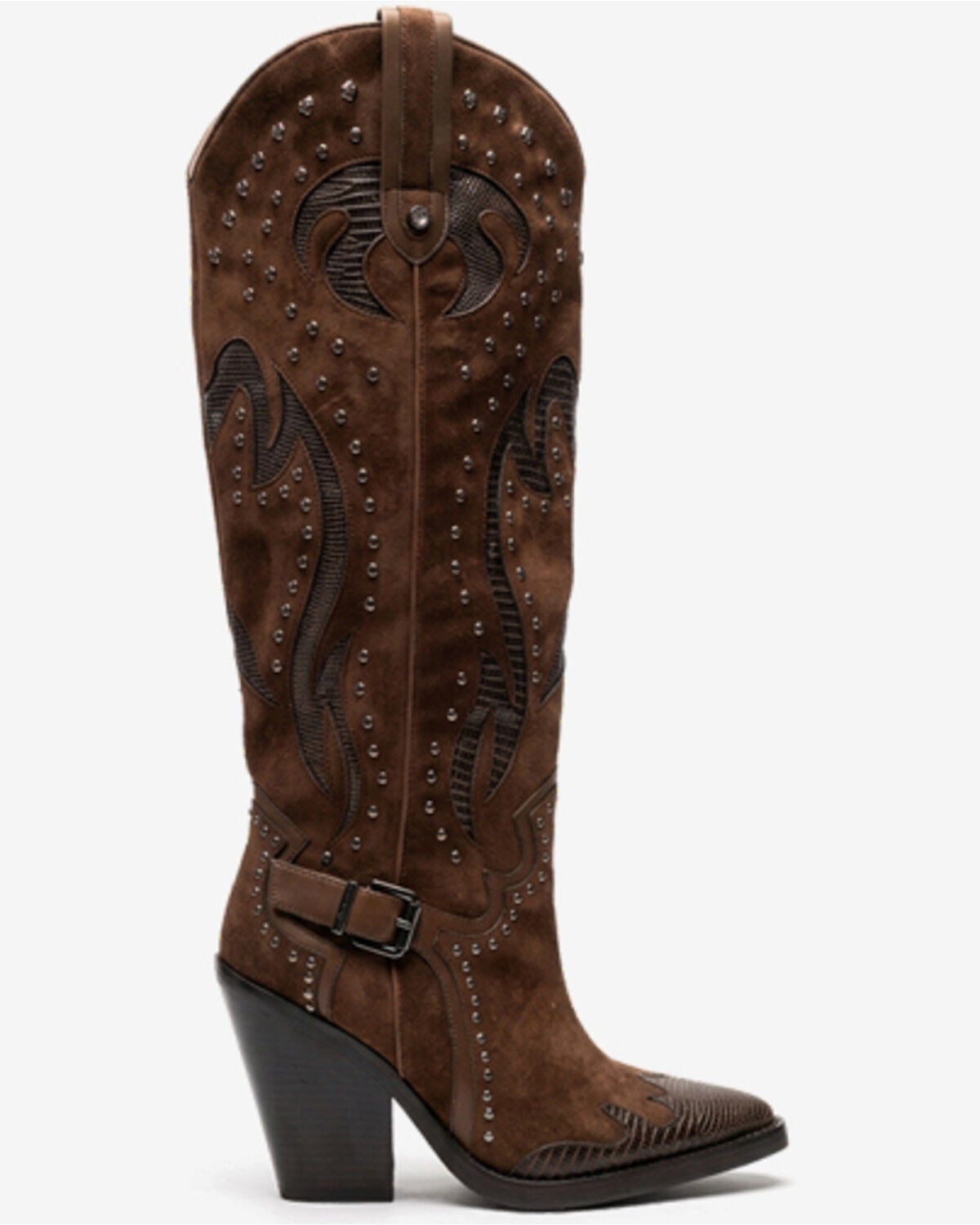 Azalea Wang Women's Kesslyn Embellished Western Boots - Snip Toe, Chocolate, hi-res