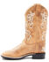 Shyanne Girls' Little Lasy Floral Embroidered Western Boots - Broad Square Toe, Tan, hi-res