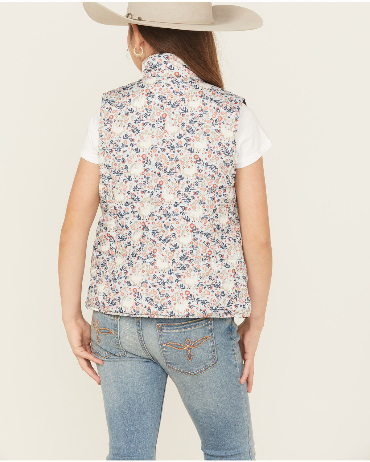 Image #4 - Ariat Girls' Reversible Vest, Navy, hi-res