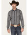 Image #1 - Cody James Men's Wiltern Striped Long Sleeve Button-Down Stretch Western Shirt, Grey, hi-res