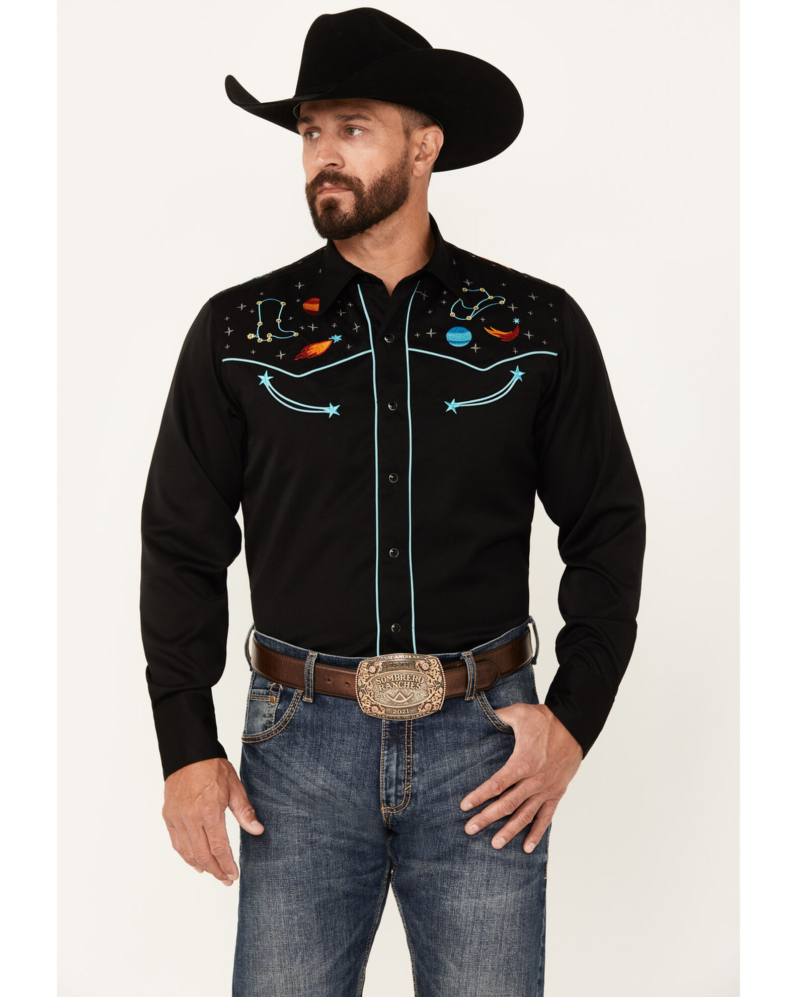 Product Name Roper Men s Old West Embroidered Long Sleeve Snap Western Shirt