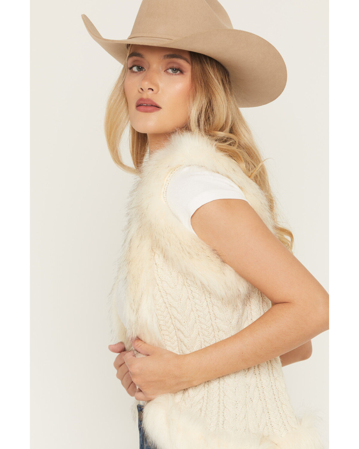 Shyanne Women's Fur Trim Knit Vest