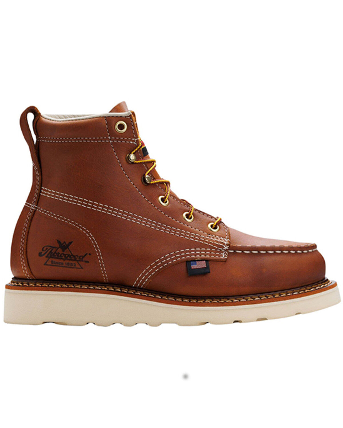 Image #2 - Thorogood Women's 6" American Heritage MAXWear Wedge™ USA Work Boots - Soft Toe, Brown, hi-res