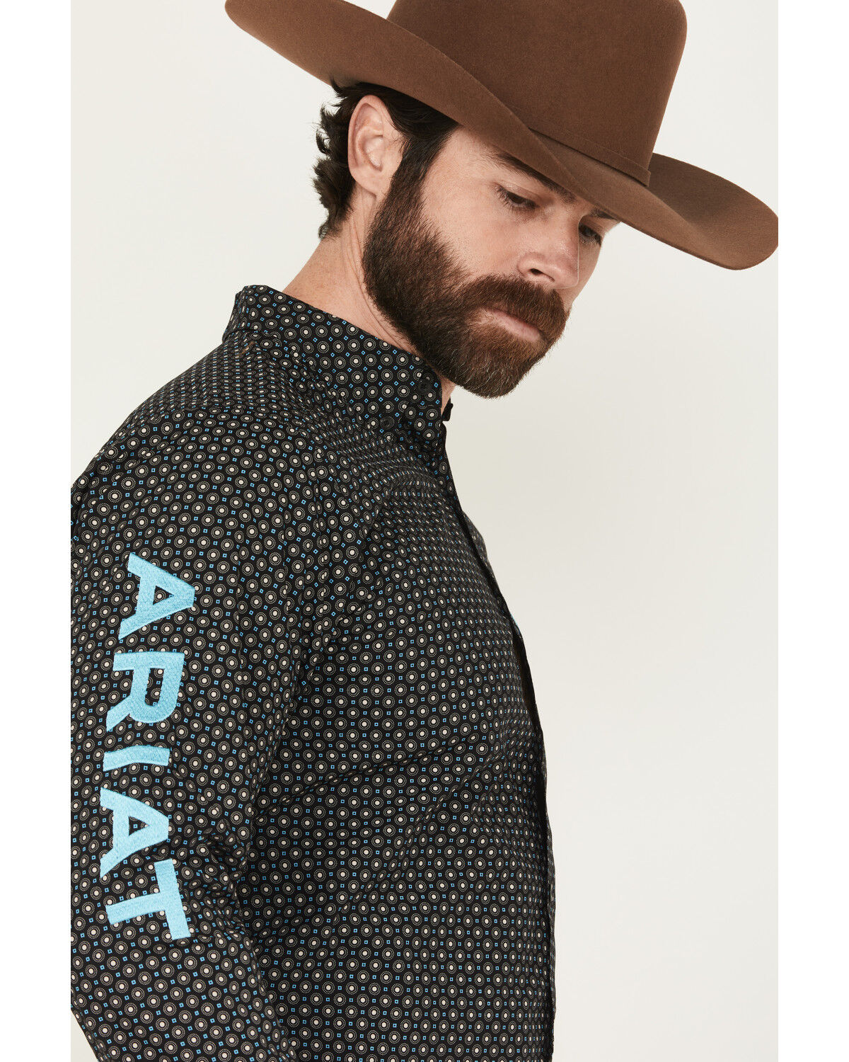 Image #2 - Ariat Men's Team Abel Geo Print Long Sleeve Button-Down Western Shirt, Black, hi-res