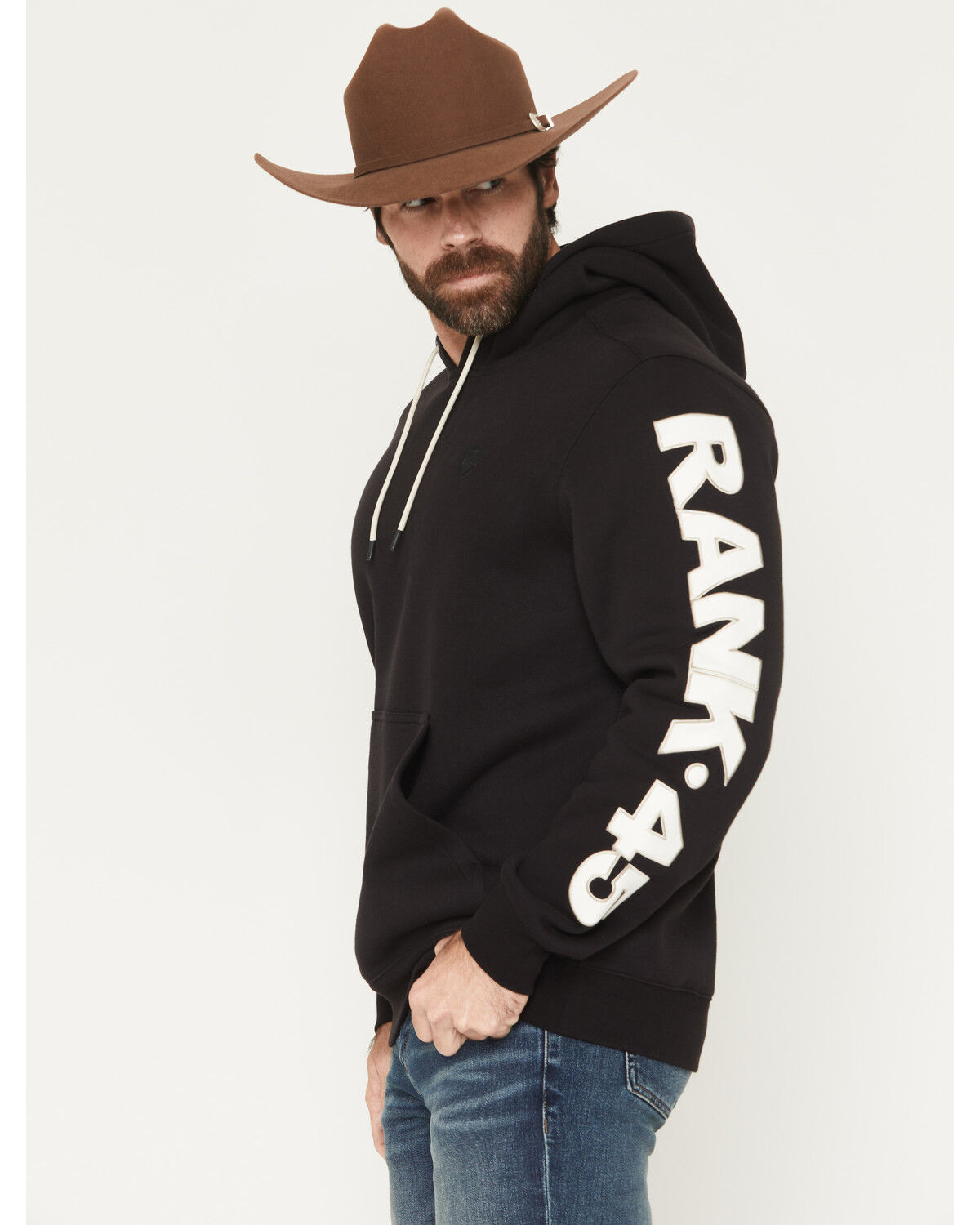 Image #3 - RANK 45® Men's Logo Flank Embroidered Hooded Sweatshirt, Black, hi-res