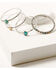 Image #1 - Shyanne Women's 4-piece Silver Turquoise & Peach Moonstone Bangle Bracelet Set, Silver, hi-res