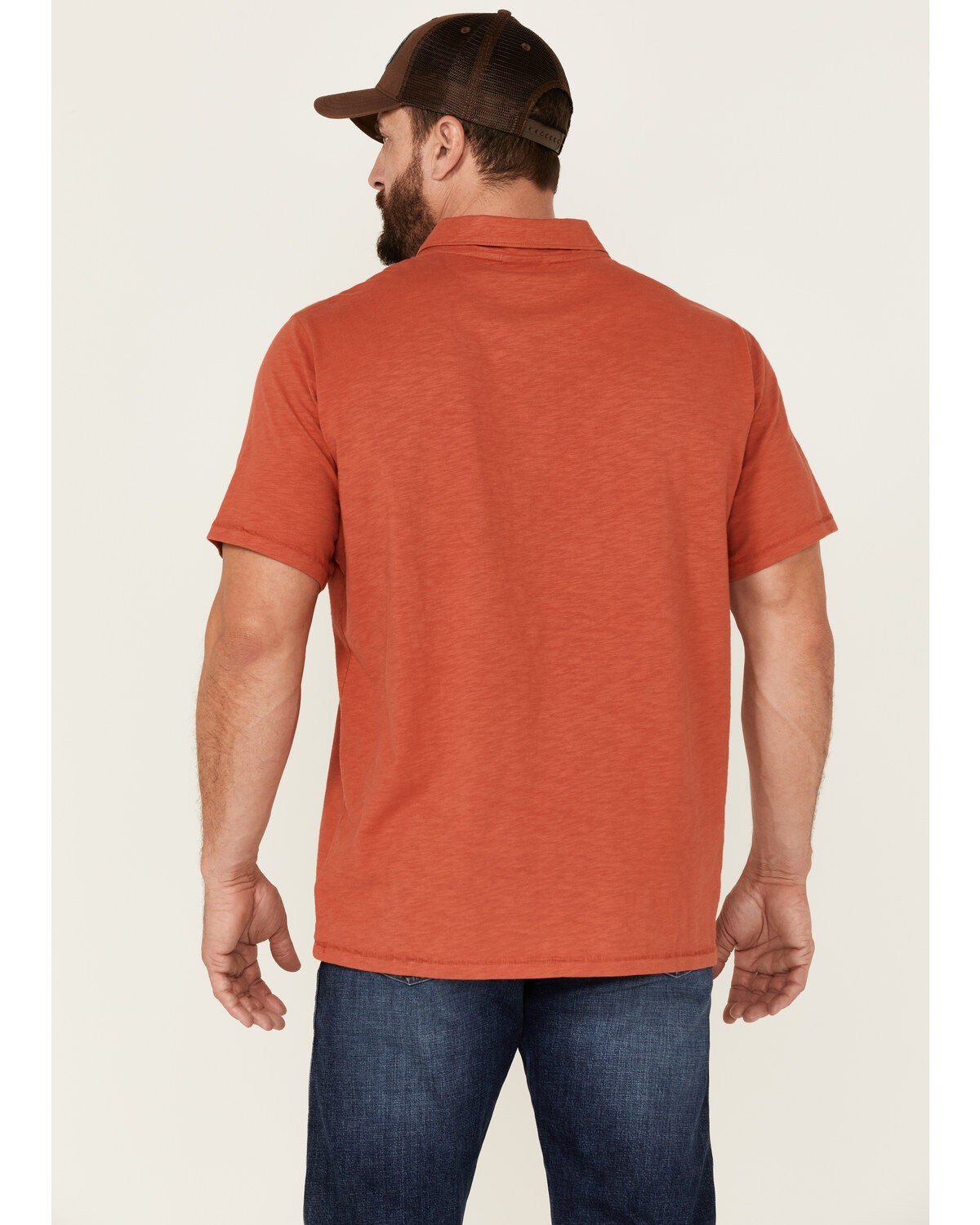 Image #4 - Brothers and Sons Men's Slub Polo Shirt, Cherry, hi-res