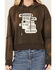 Image #3 - Cleo + Wolf Women's Bleached Deconstructed Whiskey Cropped Hoodie , Chocolate, hi-res