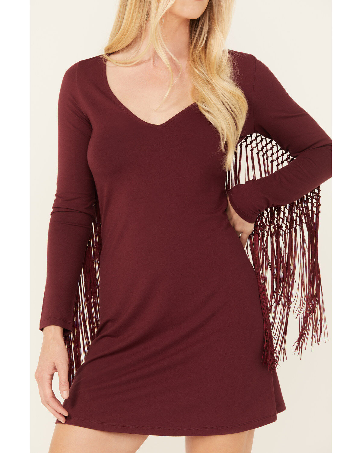 Image #3 - Idyllwind Women's Briar Dancing Fringe Mini Dress, Maroon, hi-res