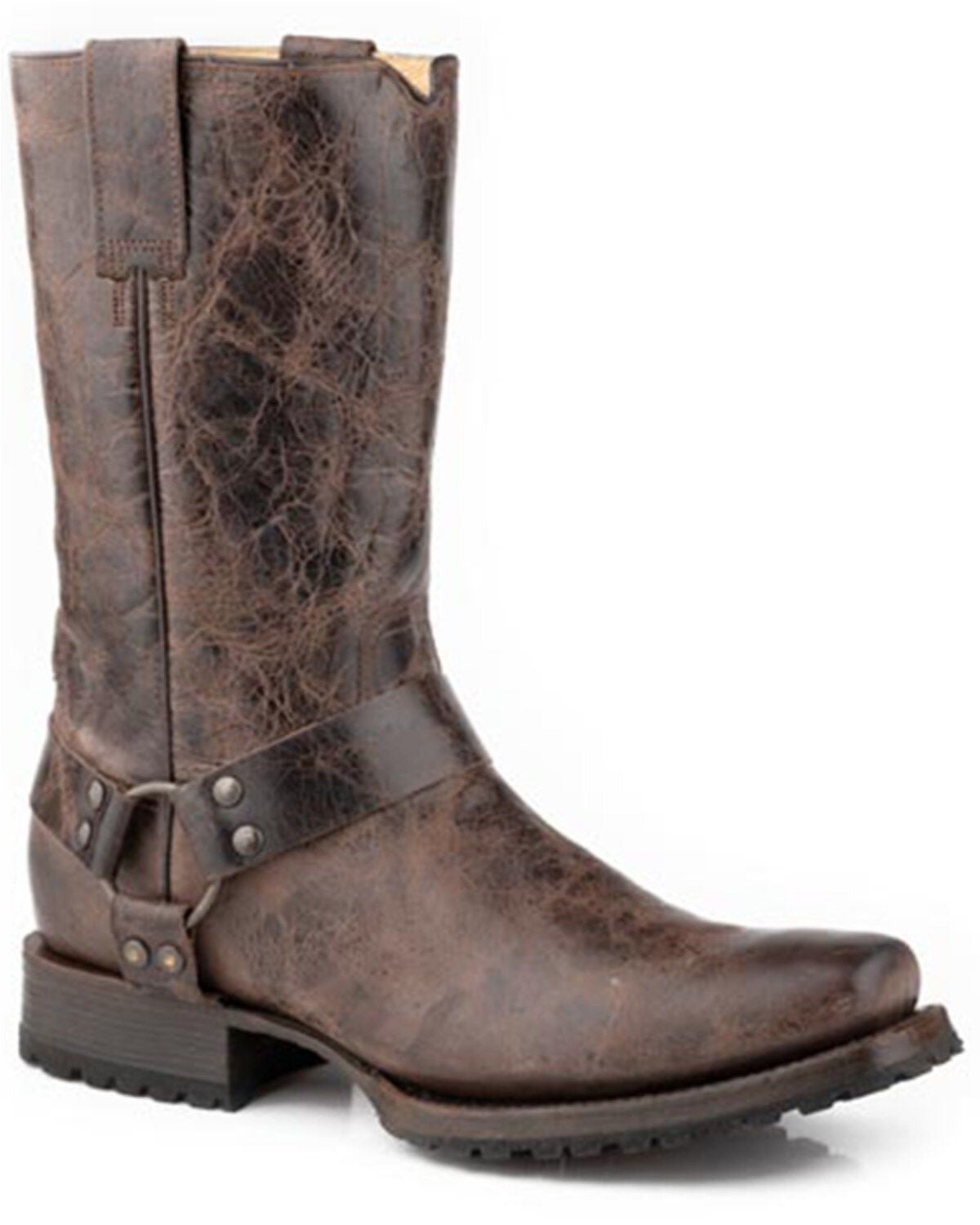 Stetson Men's Heritage Harness Motorcycle Boots - Square Toe, Brown, hi-res