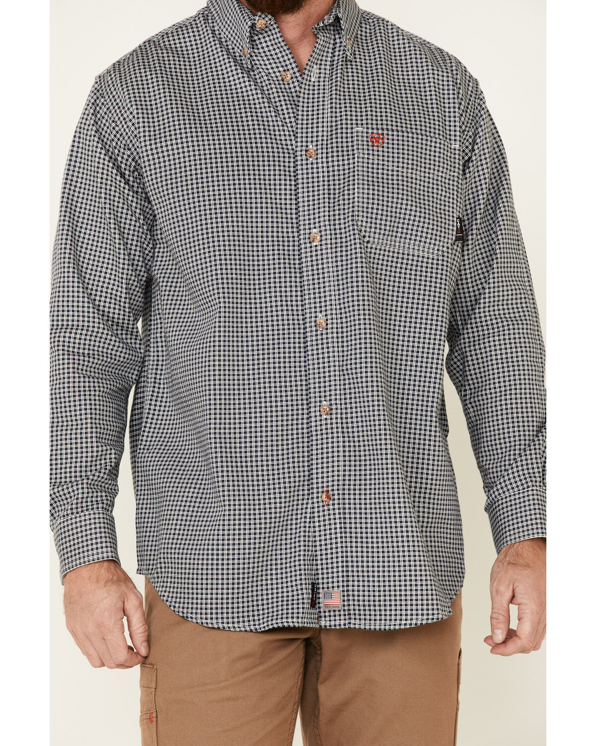 Image #3 - Ariat Men's FR Check Long Sleeve Work Shirt, Blue, hi-res