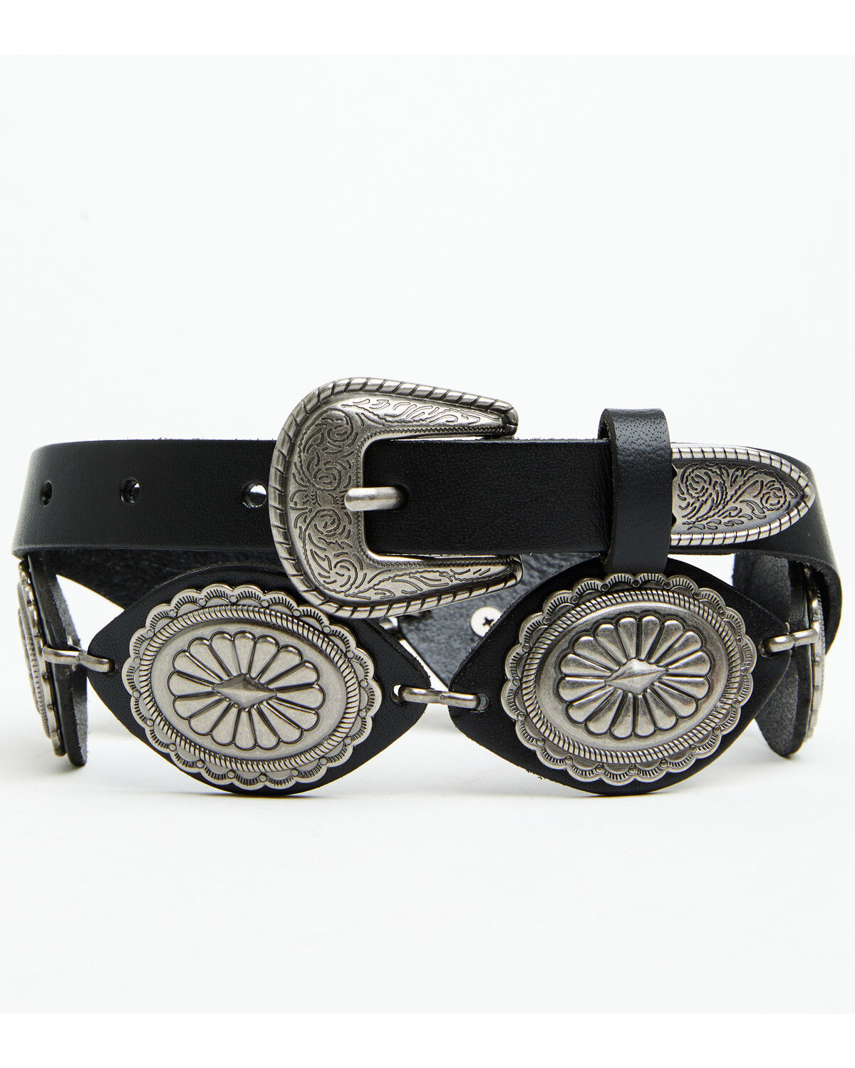 Image #2 - Idyllwind Women's Almonte Leather Concho Medallion Chain Belt, Black, hi-res