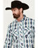 Image #2 - Panhandle Men's Southwestern Print Long Sleeve Pearl Snap Western Shirt, Cream, hi-res