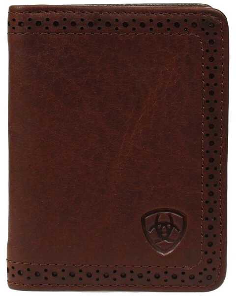 Ariat Men's Leather Bi-Fold Flipcase Wallet, Copper, hi-res