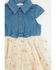Image #2 - Sugar California Toddler Girls' Denim and Tulle Gold Star Dress, Multi, hi-res