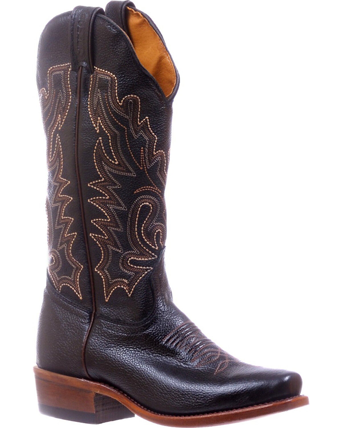 Boulet Black Cutter Cowgirl Boots - Square Toe, Black, hi-res