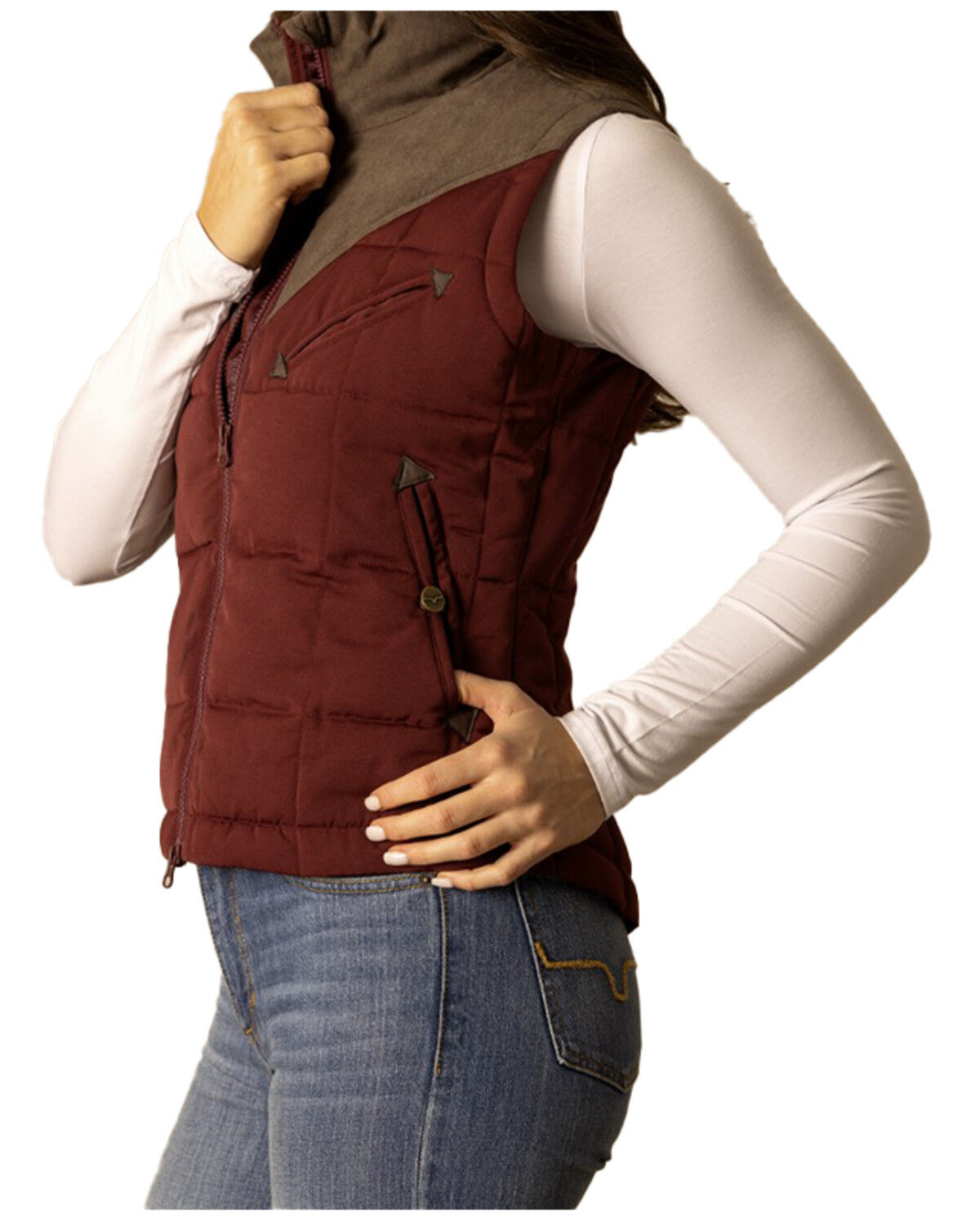 Image #2 - Kimes Ranch Women's Lenora Zip-Up Puffer Vest, Maroon, hi-res