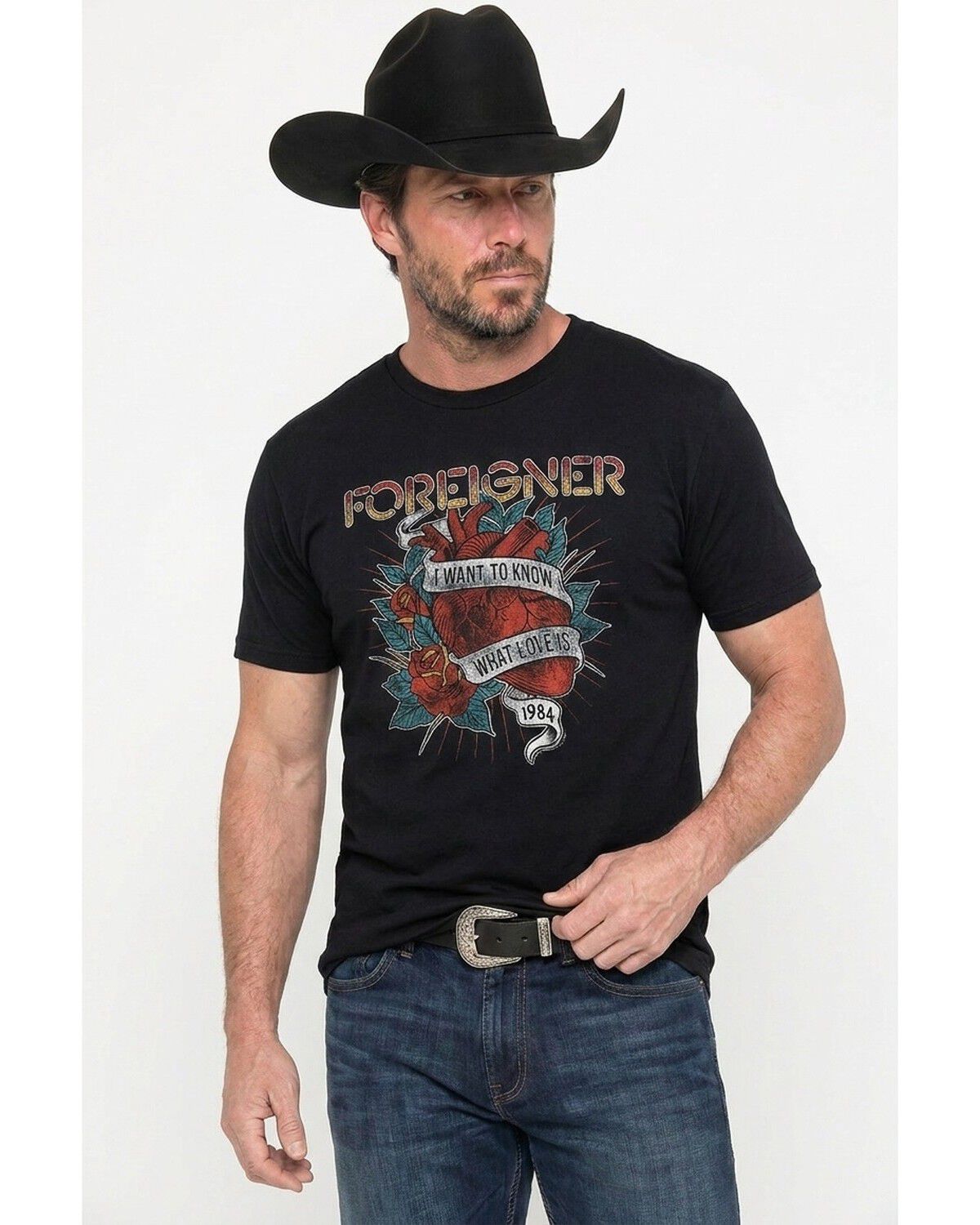 Americana Men's Foreigner What Love Is Short Sleeve Graphic T-Shirt, Black, hi-res