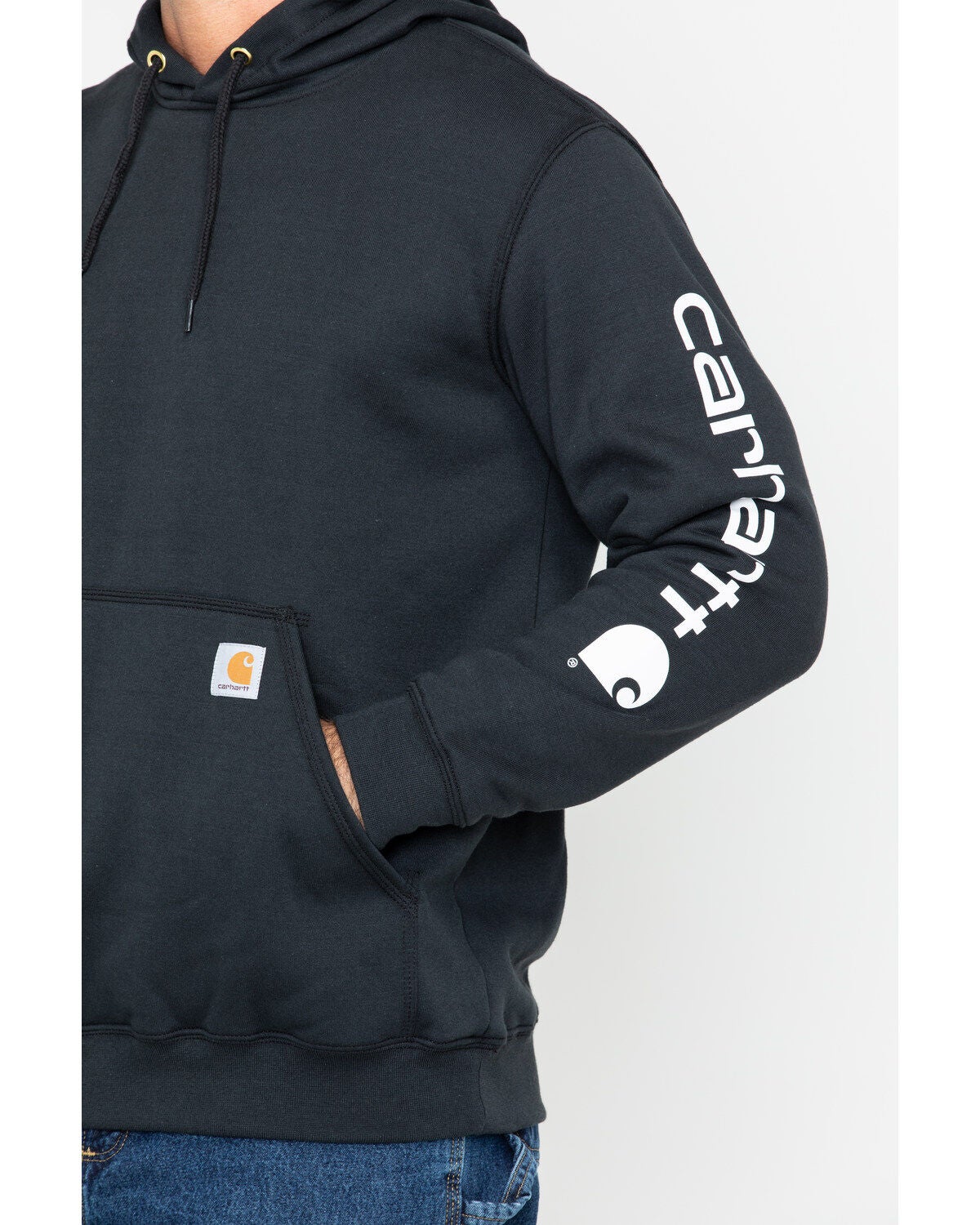 carhartt men's midweight signature sleeve logo hooded sweatshirt