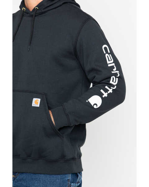 Image #4 - Carhartt Men's Hooded Logo-Sleeve Sweatshirt, Black, hi-res
