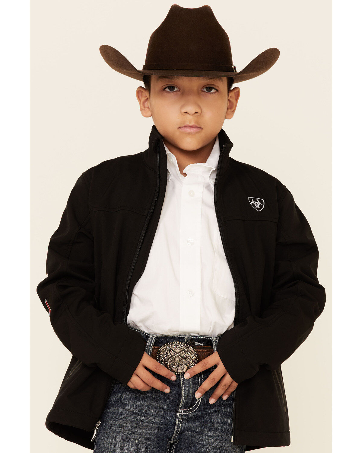 Image #4 - Ariat Boys New Team Mexico Softshell Jacket, Black, hi-res