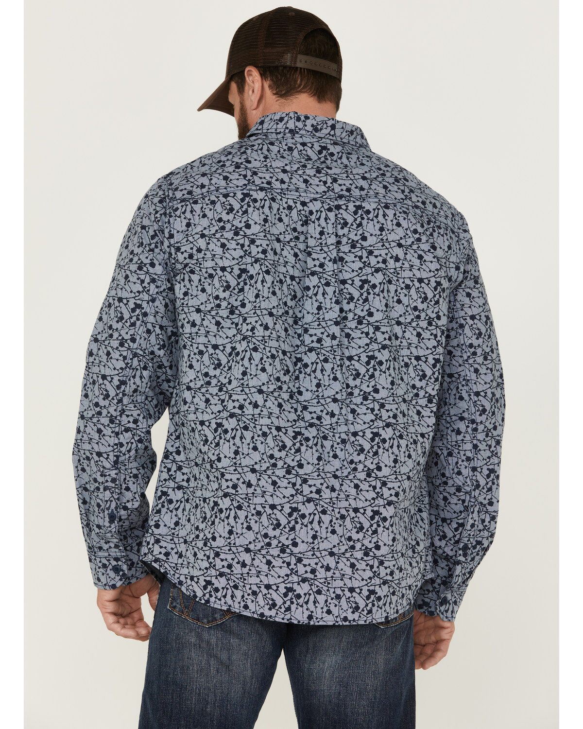 Image #4 - Brothers and Sons Men's All-Over Print Long Sleeve Button Down Western Shirt, Navy, hi-res