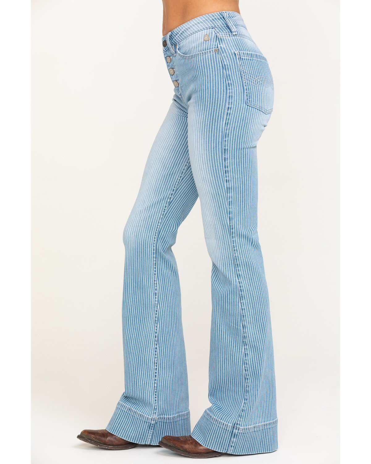 high waisted fit and flare jeans