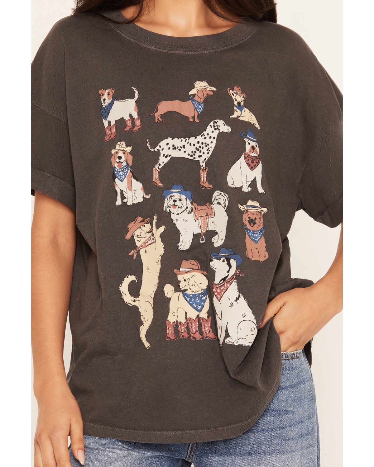 Image #3 - Girl Dangerous Women's Western Dog Short Sleeve Graphic Tee, Black, hi-res