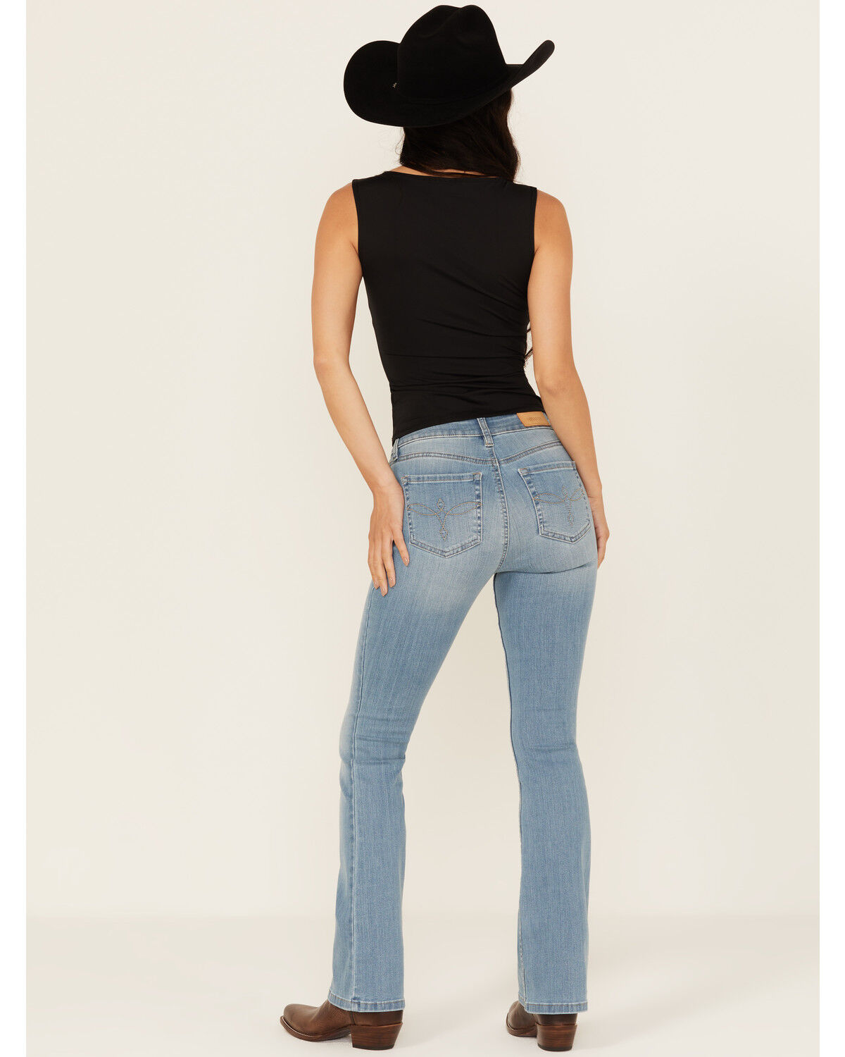 Product Name:  Shyanne Women's Rio Light Wash Aria Medium Rise Bootcut Super Stretch Denim Jeans