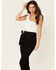 Flying Tomato Women's Self Belt Jeans, Black, hi-res