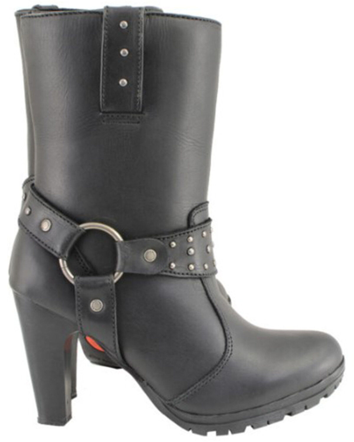 Image #2 - Milwaukee Leather Women's Leather Harness Boots - Round Toe, Black, hi-res