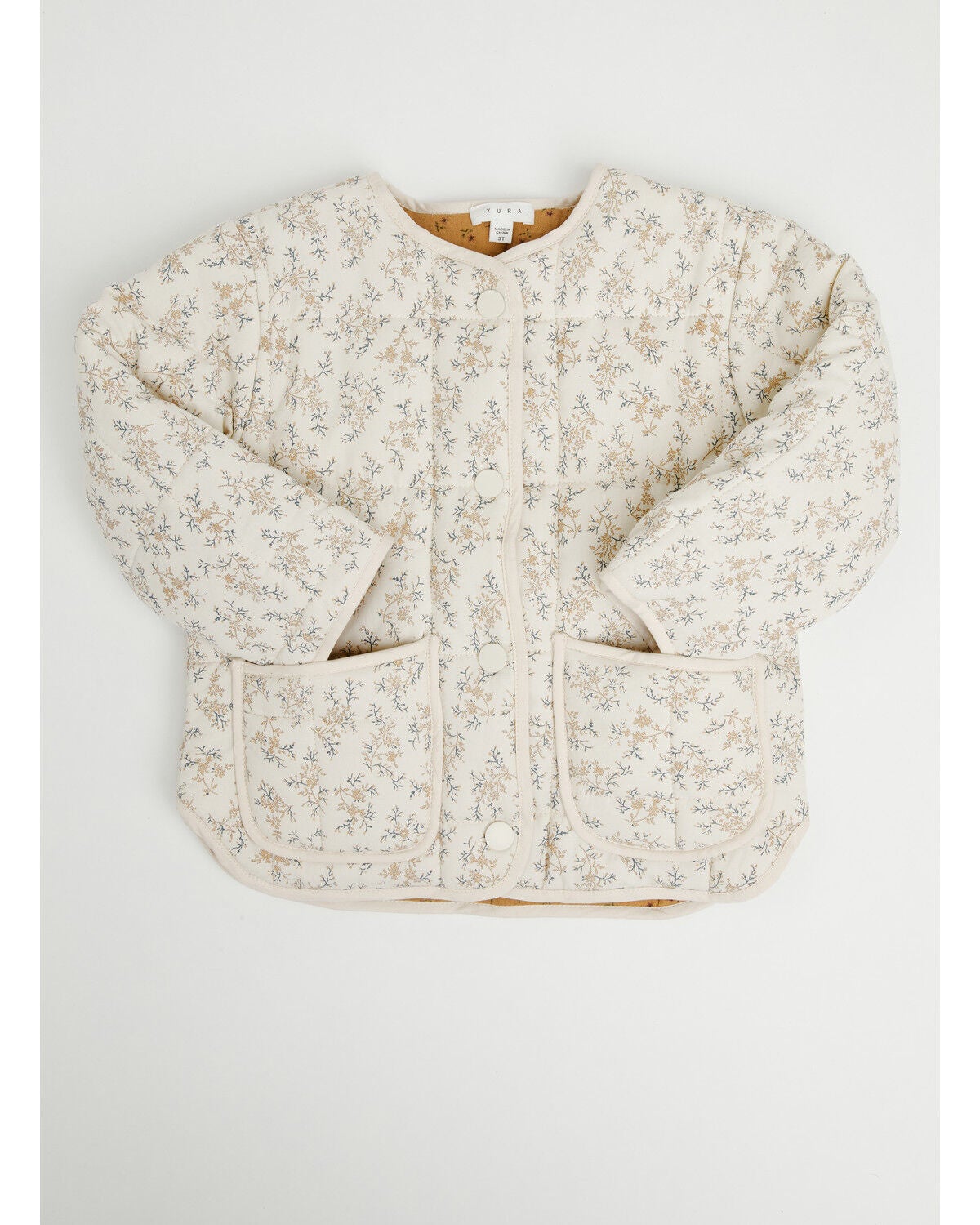 Yura Toddler Girls' Floral Print Quilted Jacket, Cream, hi-res