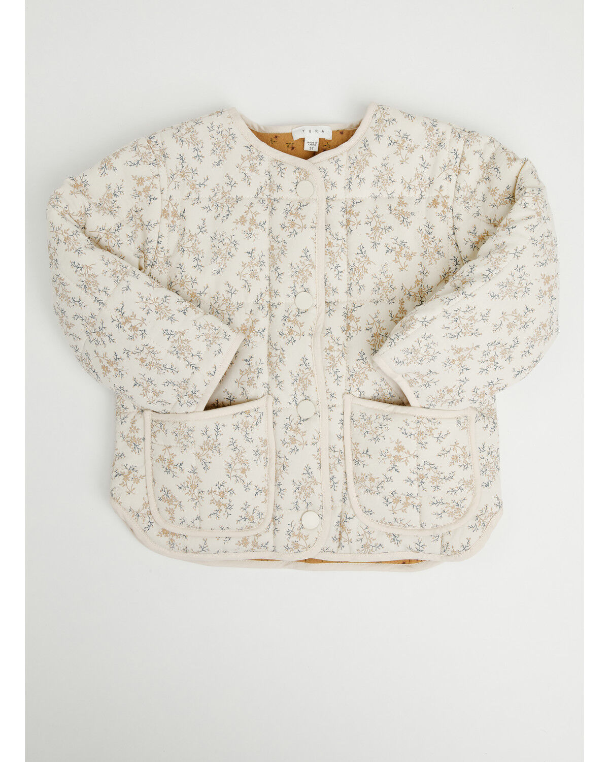 Image #1 - Yura Toddler Girls' Floral Print Quilted Jacket, Cream, hi-res