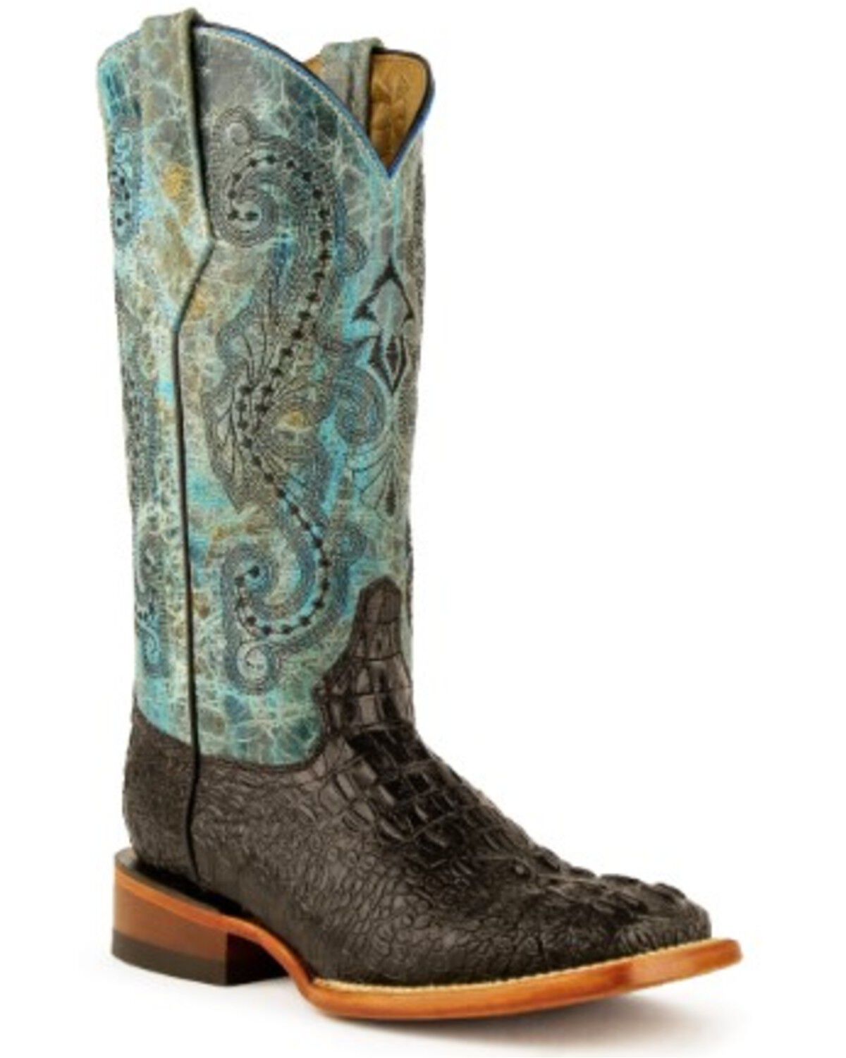 Image #1 - Ferrini Women's Caiman Tail Print Western Boots, Black, hi-res