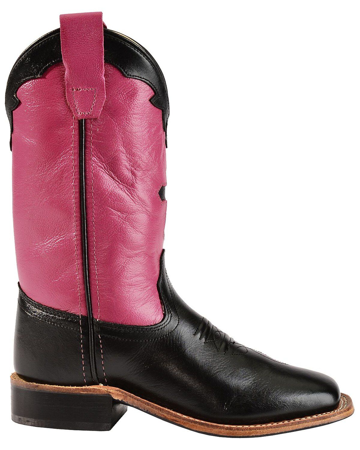 black and pink cowboy boots