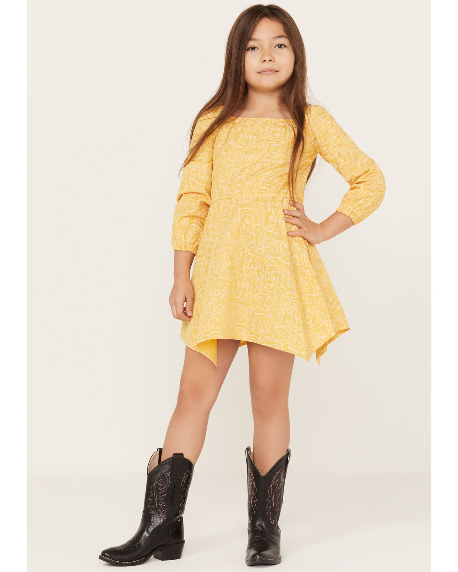 Wrangler Girls Boot Print Long Sleeve Dress Boot Barn