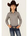 Image #1 - Cruel Girl Girls' Geo Print Long Sleeve Snap Western Shirt, , hi-res