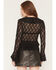 Image #4 - Ash  & Violet Women's Lace Long Sleeve Tie-Front Top, Black, hi-res
