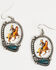Image #2 - Shyanne Women's American Heritage Cowgirl Horse Print Earrings, Silver, hi-res
