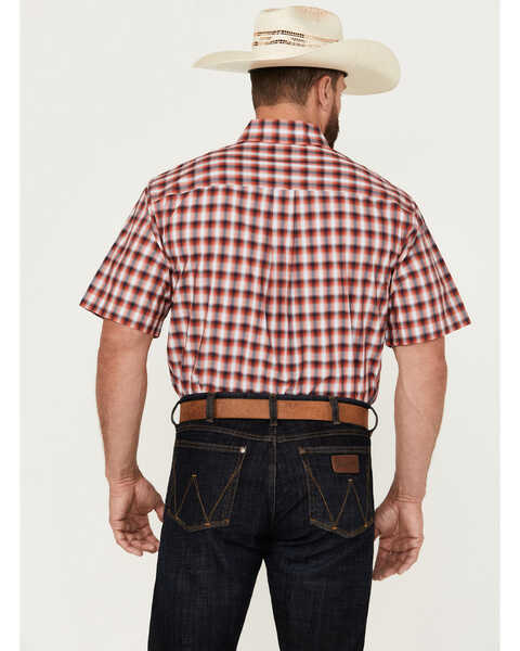 Image #4 - Cinch Men's Plaid Print Short Sleeve Button-Down Western Shirt, Red, hi-res