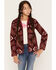 Image #1 - Panhandle Slim Girls' Southwestern Print Berber Jacket, Burgundy, hi-res