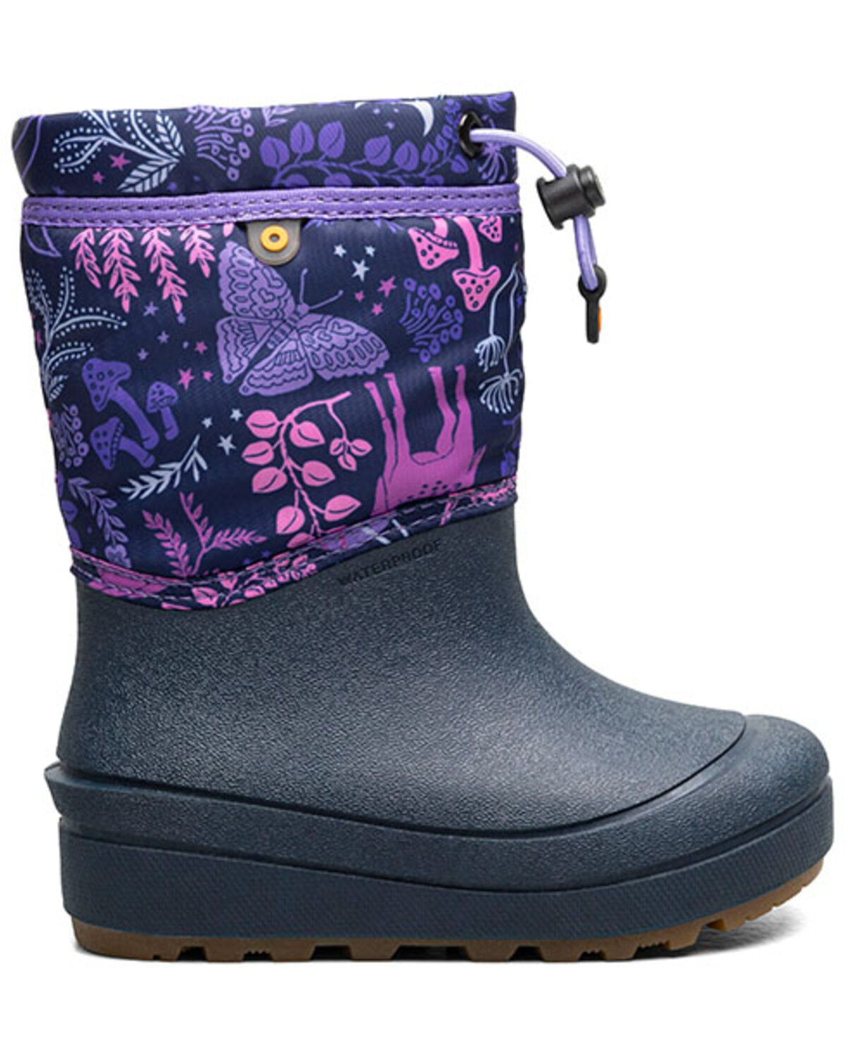 Image #2 - Bogs Girls' Snow Shell Zip Cosmic Forest Rubber Boots, Indigo, hi-res