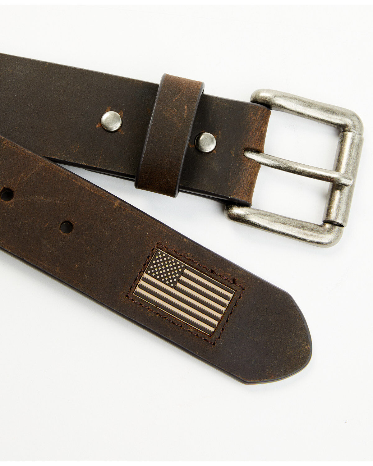 Image #1 - Hawx Men's Flag Tip Casual Leather Belt, Brown, hi-res