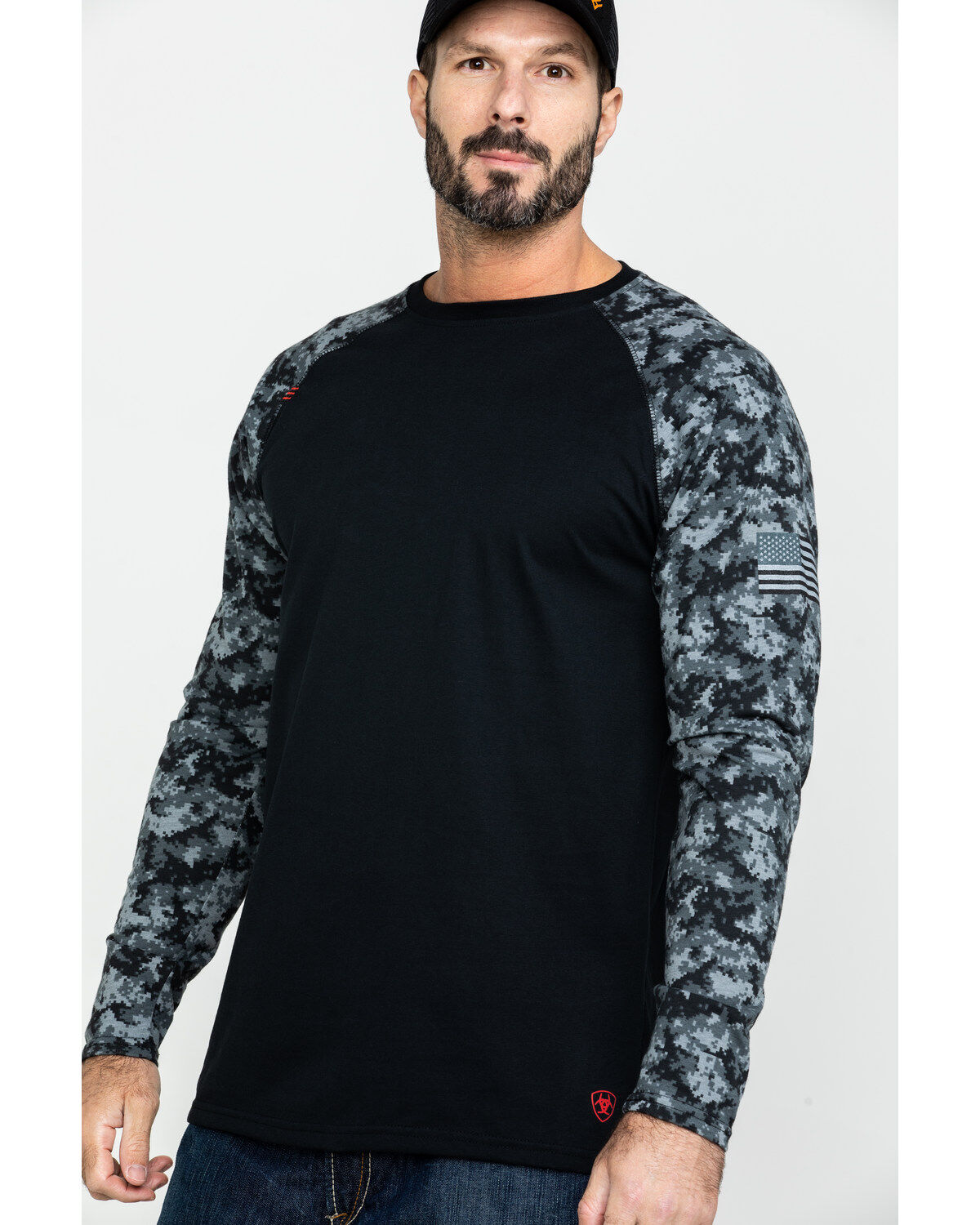 Image #3 - Ariat Men's Grey Camo FR Long Sleeve Work Raglan T-Shirt - Big, , hi-res