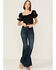 Flying Tomato Women's Cropped Lace White Blouse, Black, hi-res