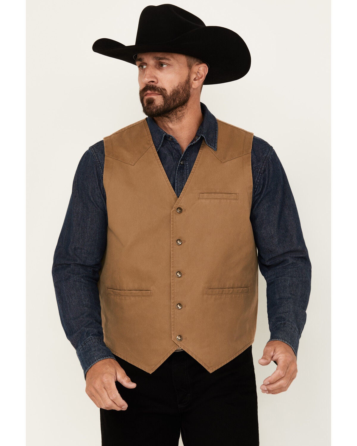 Cody James Men's Pancho Villa Oil Skin Vest, Tan, hi-res