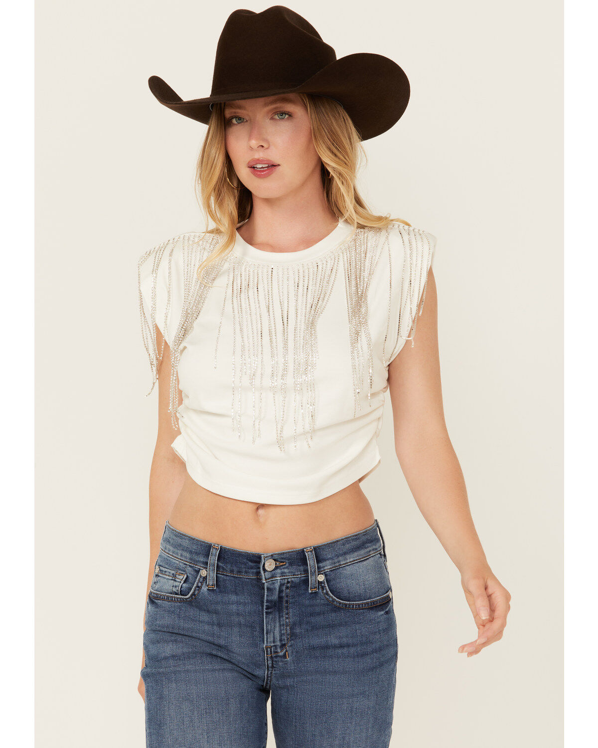 Image #1 - Blue B Women's Rhinestone Neckline Tee, , hi-res