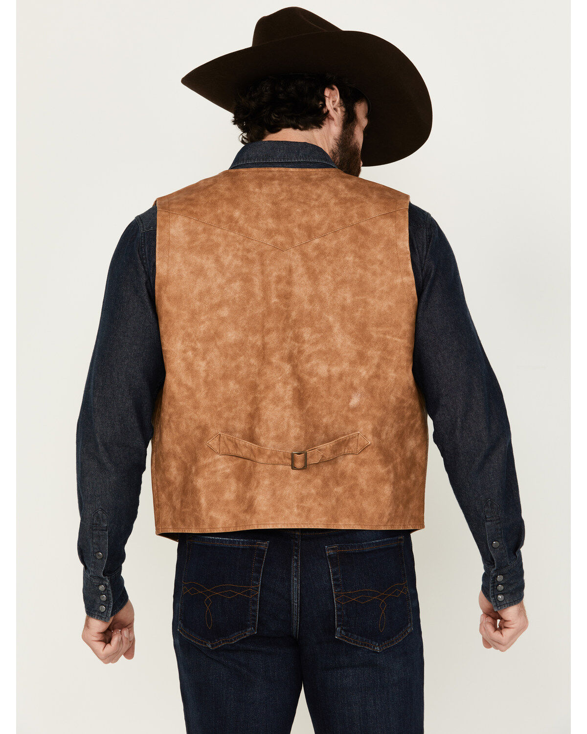 Image #4 - Cody James Men's Palomino Faux Leather Vest, Tan, hi-res